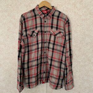 Van's Long Sleeve Button Down Red, black, beige Size Large